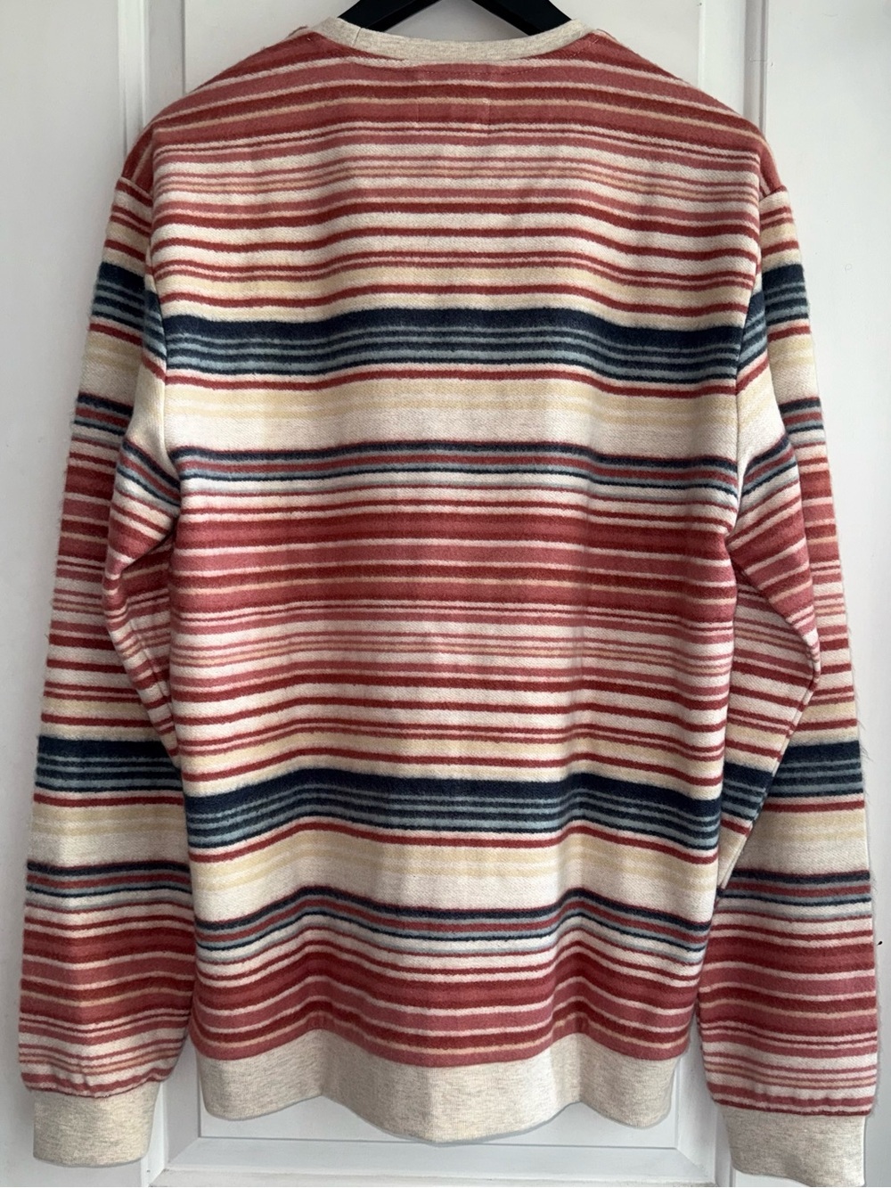 NWT Marine Layer Fleece Out Crewneck Sweatshirt in Oatmeal Multi-Stripe - Picture 4 of 11